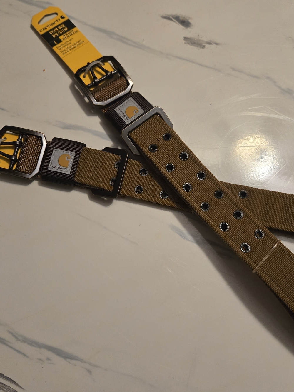 Carhartt Brown Canvas Adjustable Dog Collar with Metal Eyelets